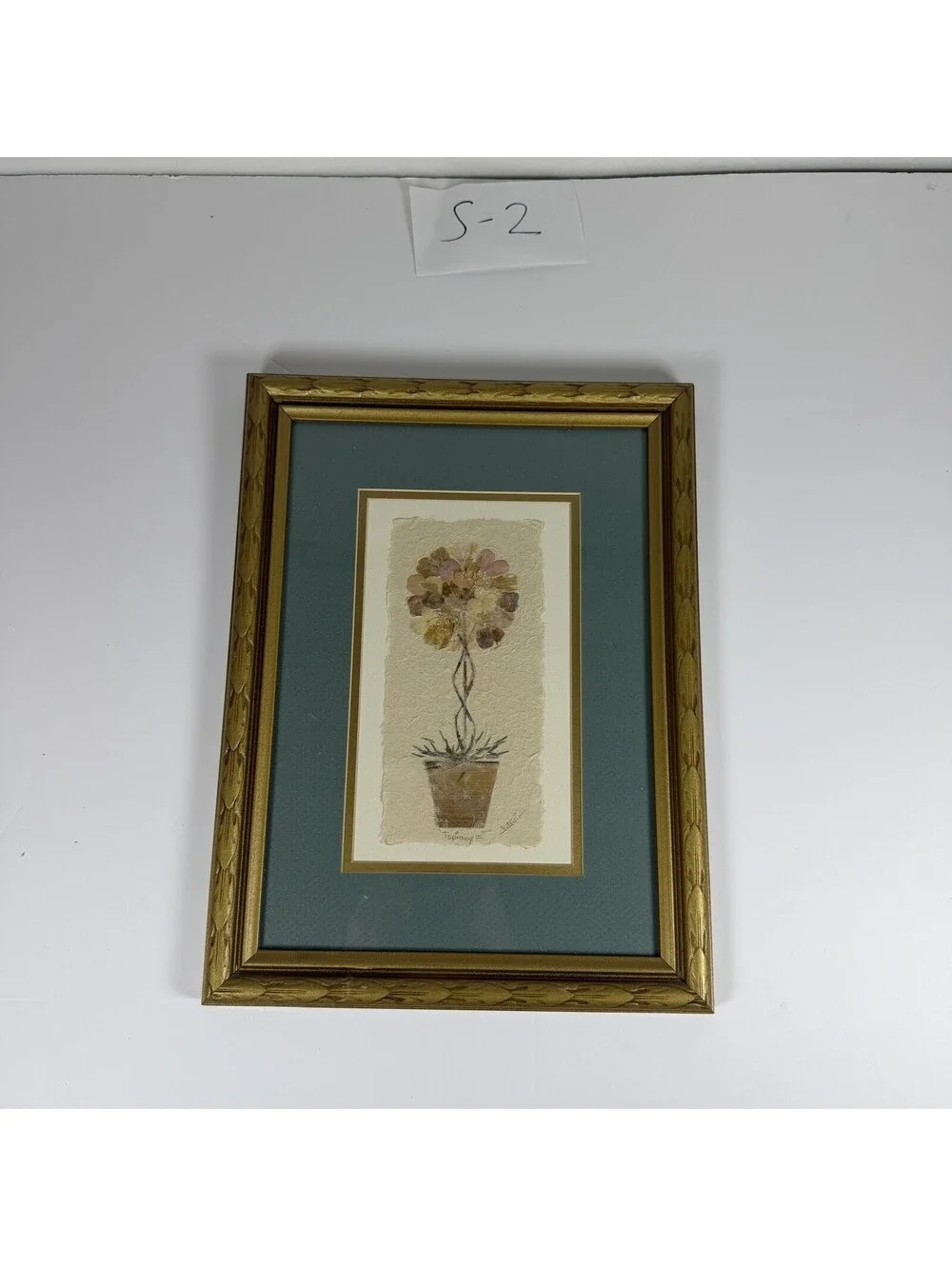 Vintage Pressed Flower Art Topiary I Framed Wall Decor S-2